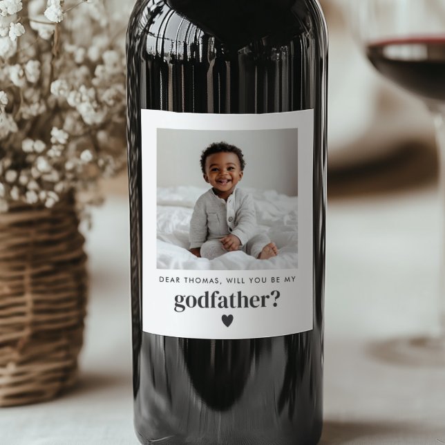 Will You Be My Godfather Photo Proposal Wine Label (Zazzle Will You Be My Godfather Photo Proposal Wine Label)