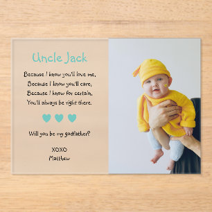 Will You Be My Godfather Proposal Photo Baptism Acrylic Invitations