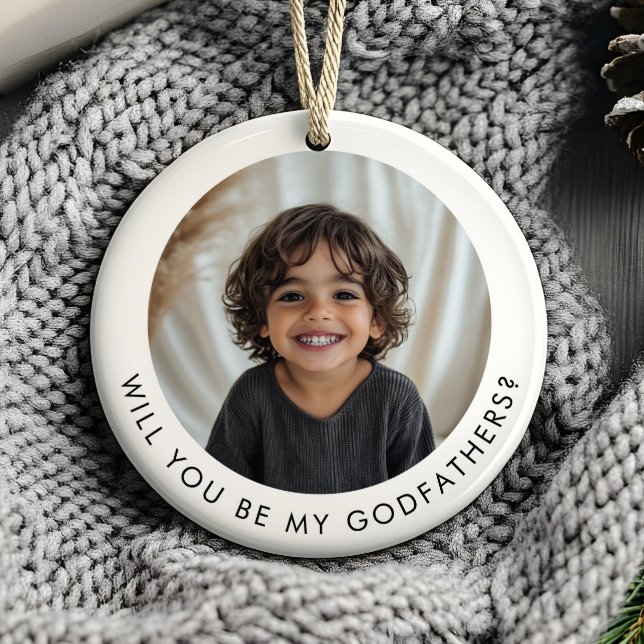 Will You Be My Godfathers Photo Proposal Ceramic Ornament (Zazzle Will You Be My Godfathers Photo Proposal Ceramic Ornament (Front))