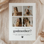 Will You Be My Godmother 4 Photo Proposal Card<br><div class="desc">Looking for a sweet and meaningful way to ask a loved one to be your child's Godmother This modern, minimalist card is the perfect way to pop the question! Whether you're asking a family member or close friends, this template helps you create a heartfelt moment that they'll treasure forever, along...</div>