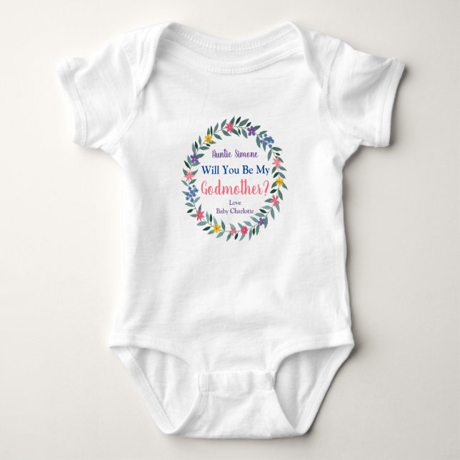 Will you Be My Godmother? Baby Bodysuit (Front)
