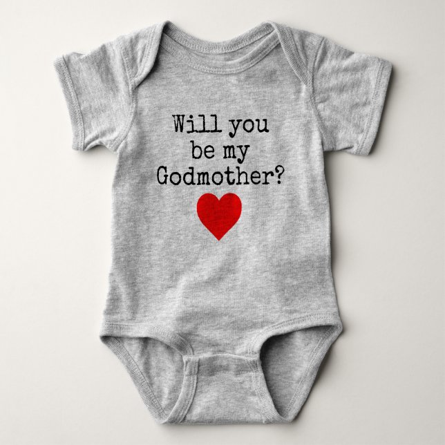 will you be my godmother baby bodysuit (Front)