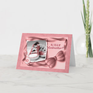 Will You Be My Godmother - Baby Girl Pink Invitation