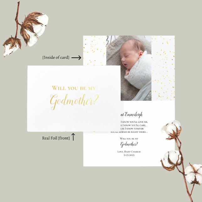 Will You Be My Godmother Baby Photo Proposal Foil Foil Card (Creator Uploaded)
