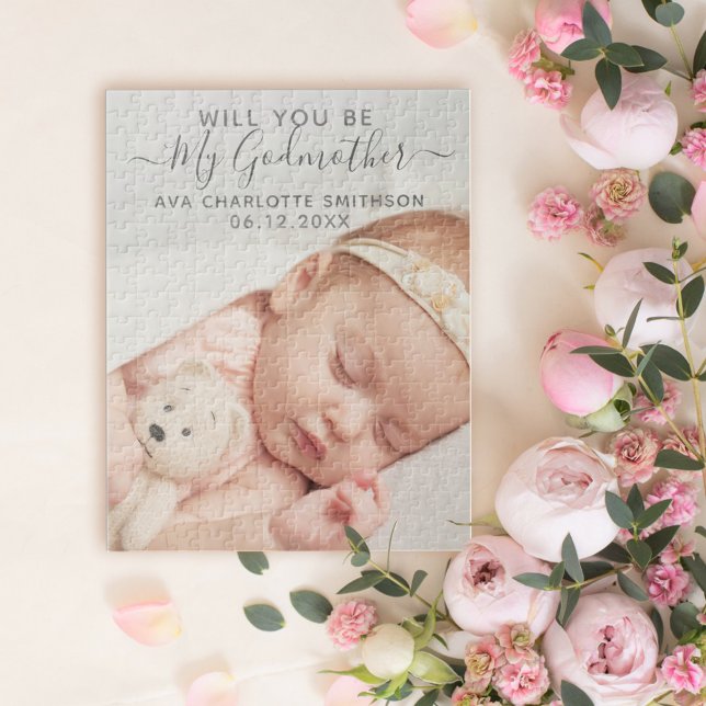 Will You Be My Godmother Classy Personalised Photo Jigsaw Puzzle (Creator Uploaded)