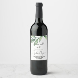 Will You Be My Godmother New Baby Announcement Win Wine Label