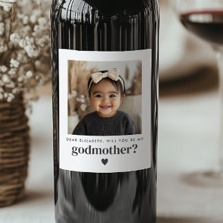 Will You Be My Godmother Photo Proposal Wine Label