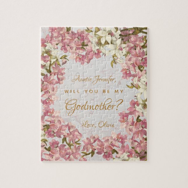 Will You Be My Godmother Proposal Orchids Marble Jigsaw Puzzle (Vertical)