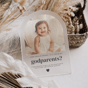 Will You Be My Godparents Arch Photo Proposal Acrylic Invitations