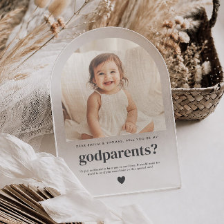Will You Be My Godparents Arch Photo Proposal Acrylic Invitations