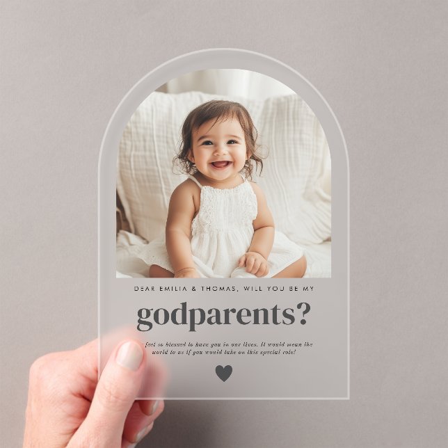 Will You Be My Godparents Arch Photo Proposal Acrylic Invitations (Insitu (Handheld))