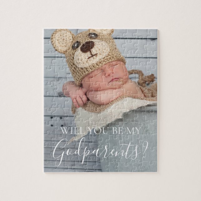 Will You Be My Godparents Baby Photo Jigsaw Puzzle (Vertical)