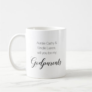Will You Be My Godparents Baptism Turquoise Heart Coffee Mug