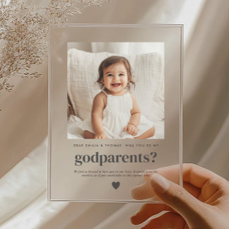 Will You Be My Godparents Photo Proposal Acrylic Invitations