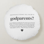 Will You Be My Godparents Photo Proposal Round Cushion<br><div class="desc">Looking for a sweet and meaningful way to ask a loved one to be your baby's Godparents? This modern, minimalist design is the perfect way to pop the question! This is a sweet way for you to create a heartfelt moment that they'll treasure forever, along with a photo of your...</div>