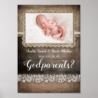 Will you be my Godparents - Rustic Photo Gift