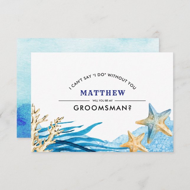 Will you be my Groomsman? Beach Starfish  Invitation (Front/Back)