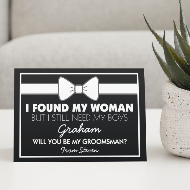 Will You Be My Groomsman Black/White Bow Tie Invitation (Creator Uploaded)