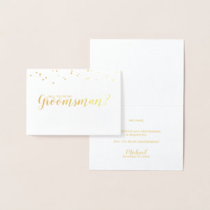 Will You Be My Groomsman? Elegant Gold Foil Card