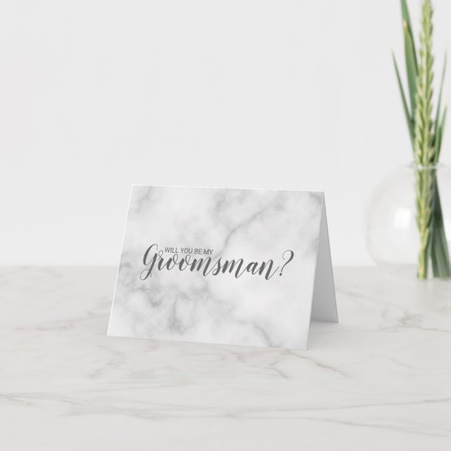 Will You Be My Groomsman? Elegant Marble Script Invitation (Front)