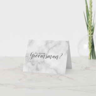Will You Be My Groomsman? Elegant Marble Script Invitation