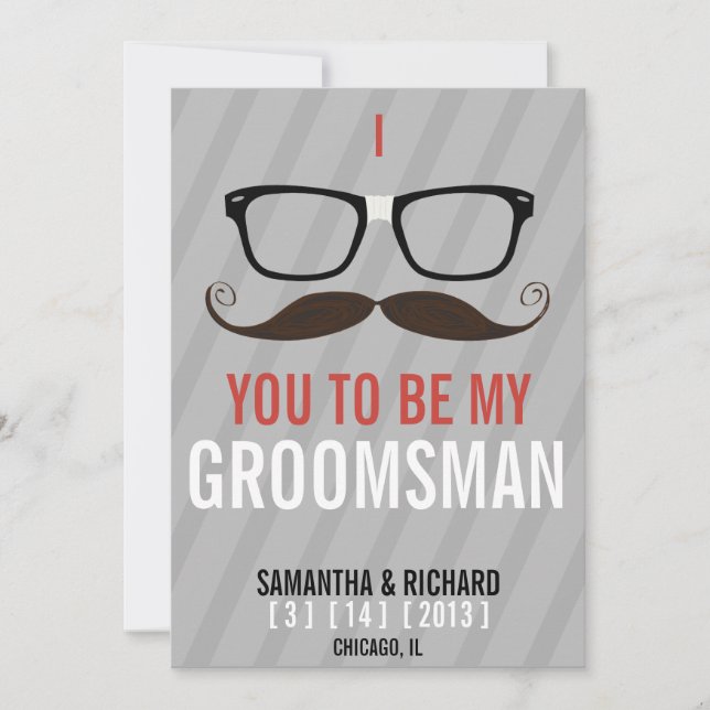 Will you be my Groomsman Geek Glasses invite (Front)