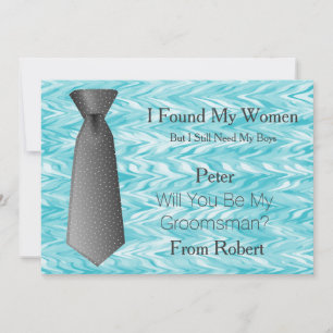 Will You Be My Groomsman Gold & White Tie Invitation