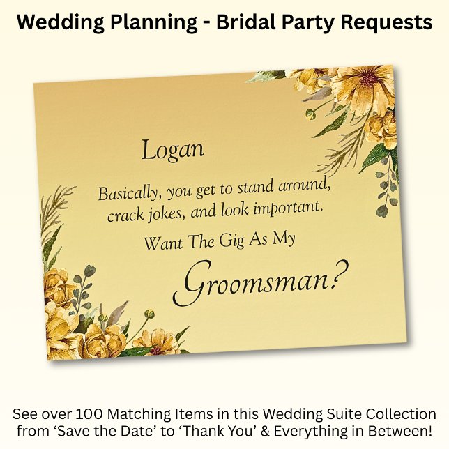 Will You Be My Groomsman? Golden Yellow (Creator Uploaded)