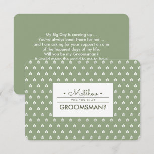 Will you be my Groomsman? Green White Branches Invitation