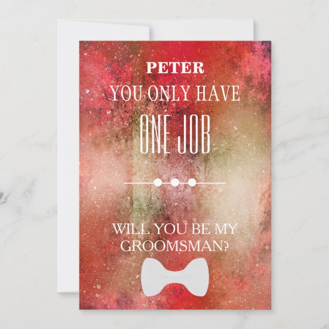 Will  You  Be My Groomsman? Invitation (Front)