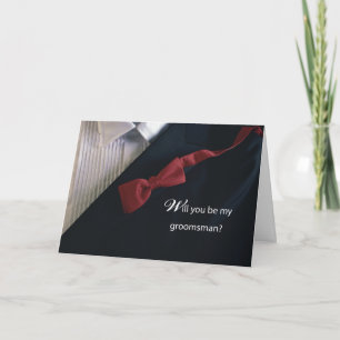 Will You Be My Groomsman Invitation with Red Tie