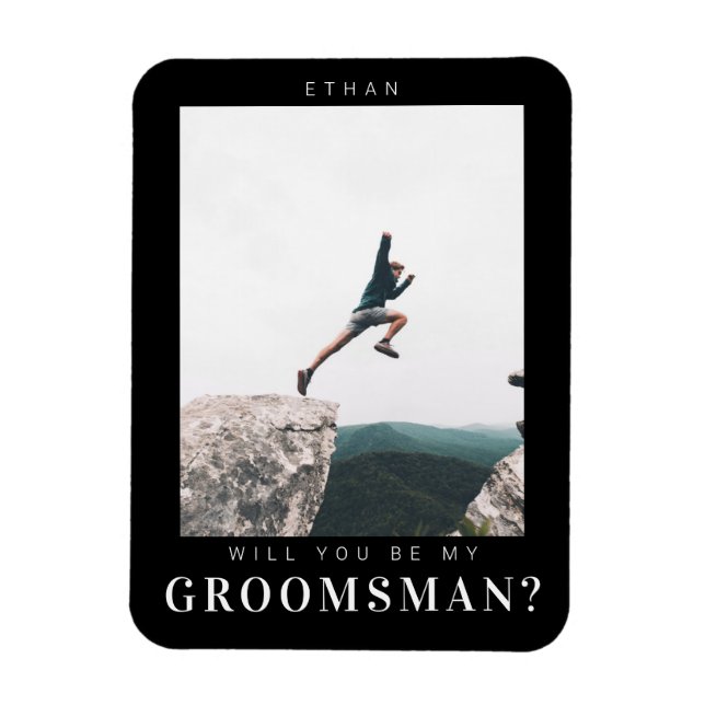 Will you be my Groomsman Minima Photo Modern Dark Magnet (Vertical)