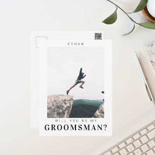 Will you be my Groomsman Minimalist Photo Modern Postcard