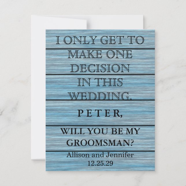 Will you be my Groomsman? Personalised Invitation (Front)
