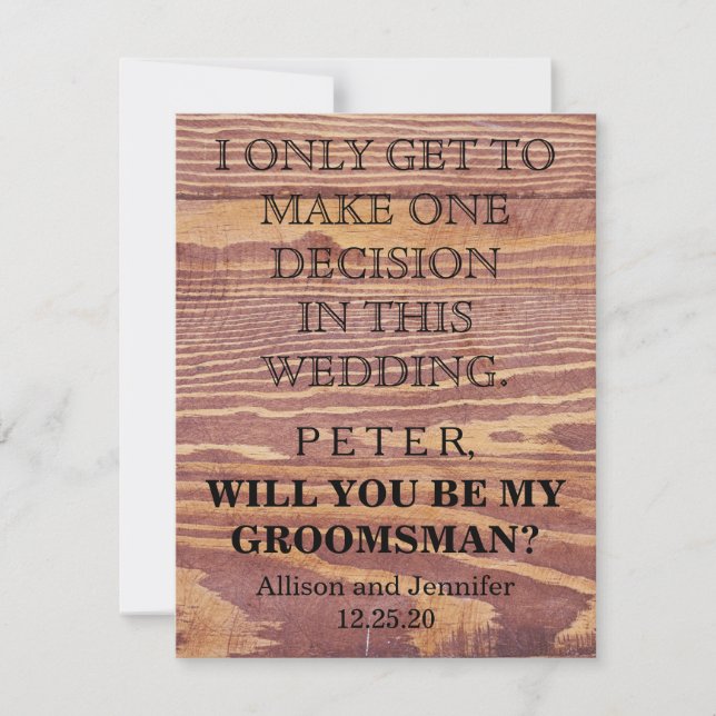 Will you be my Groomsman? Personalised Invitation (Front)