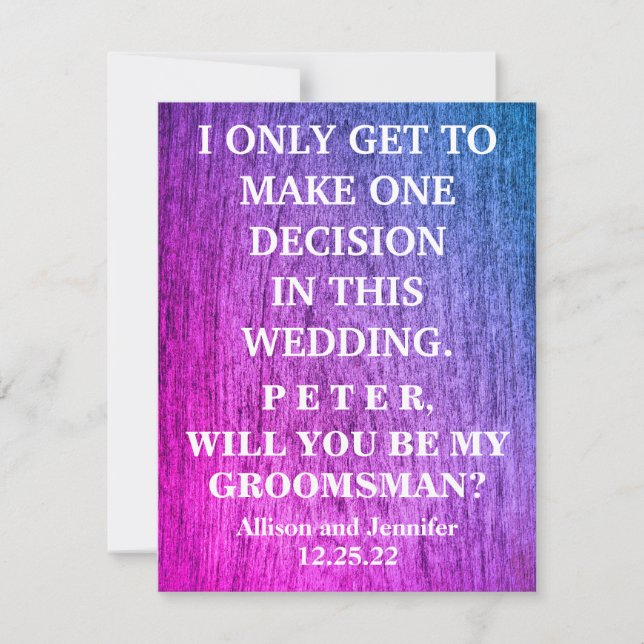 Will you be my Groomsman? Personalised Invitation (Front)