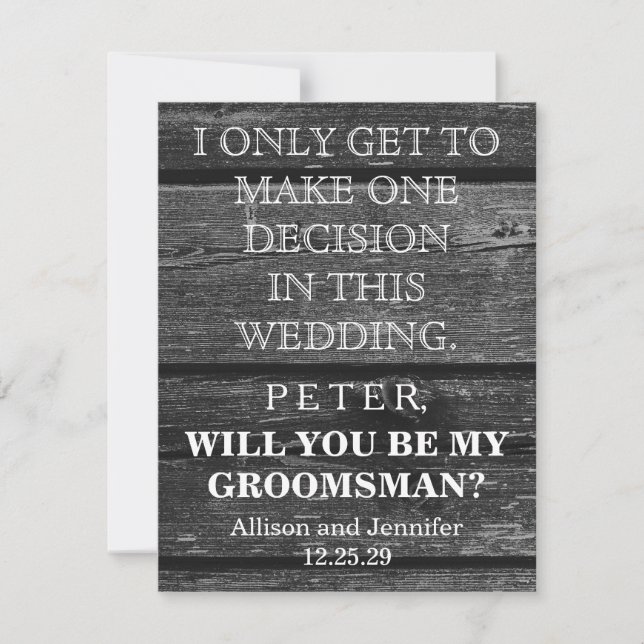 Will you be my Groomsman? Personalised Invitation (Front)
