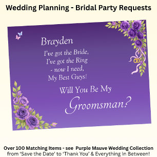 Will You Be My Groomsman?  Purple Mauve Flowers