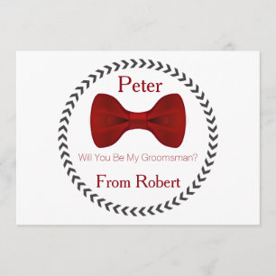 Will you be my groomsman Red Bow Tie Invitation