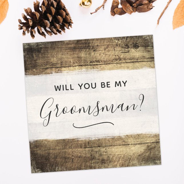 Will You Be My Groomsman Rustic Wood Farm Wedding Invitation (Creator Uploaded)