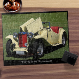 Will You Be My Groomsman? Vintage Car Jigsaw Puzzle