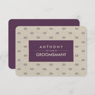 Will you be my Groomsman? Vintage Plum Pattern Invitation