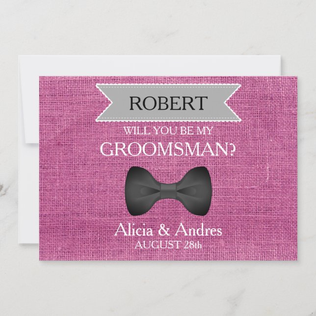 Will you be my Groomsman? with Bow Invitation (Front)