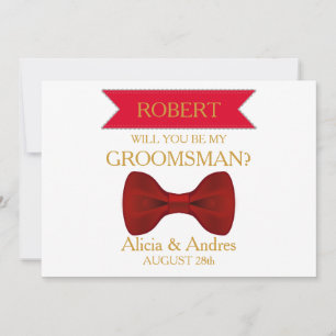 Will you be my Groomsman? with Gold Bow Invitation
