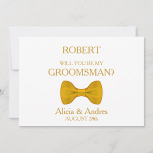 Will you be my Groomsman? with Gold Bow Invitation