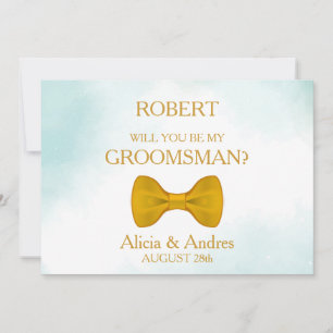 Will you be my Groomsman? with Gold Bow Invitation