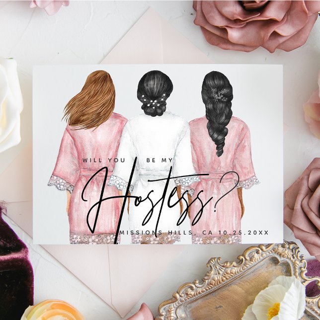Will You Be My Hostess? Girls in Robes card (Creator Uploaded)