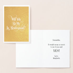 Will You Be My Jr Bridesmaid Gold Foil Card