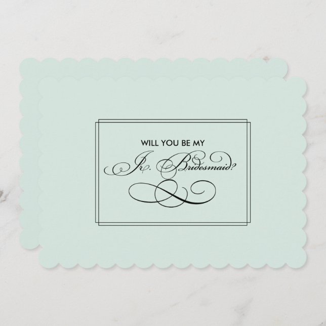 Will you be my Jr. Bridesmaid? Mint Minimalist Invitation (Front/Back)