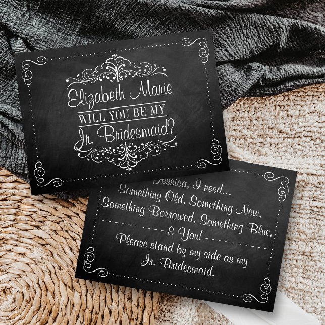 Will You Be My Jr. Bridesmaid? Ornate Chalkboard Invitation (Creator Uploaded)